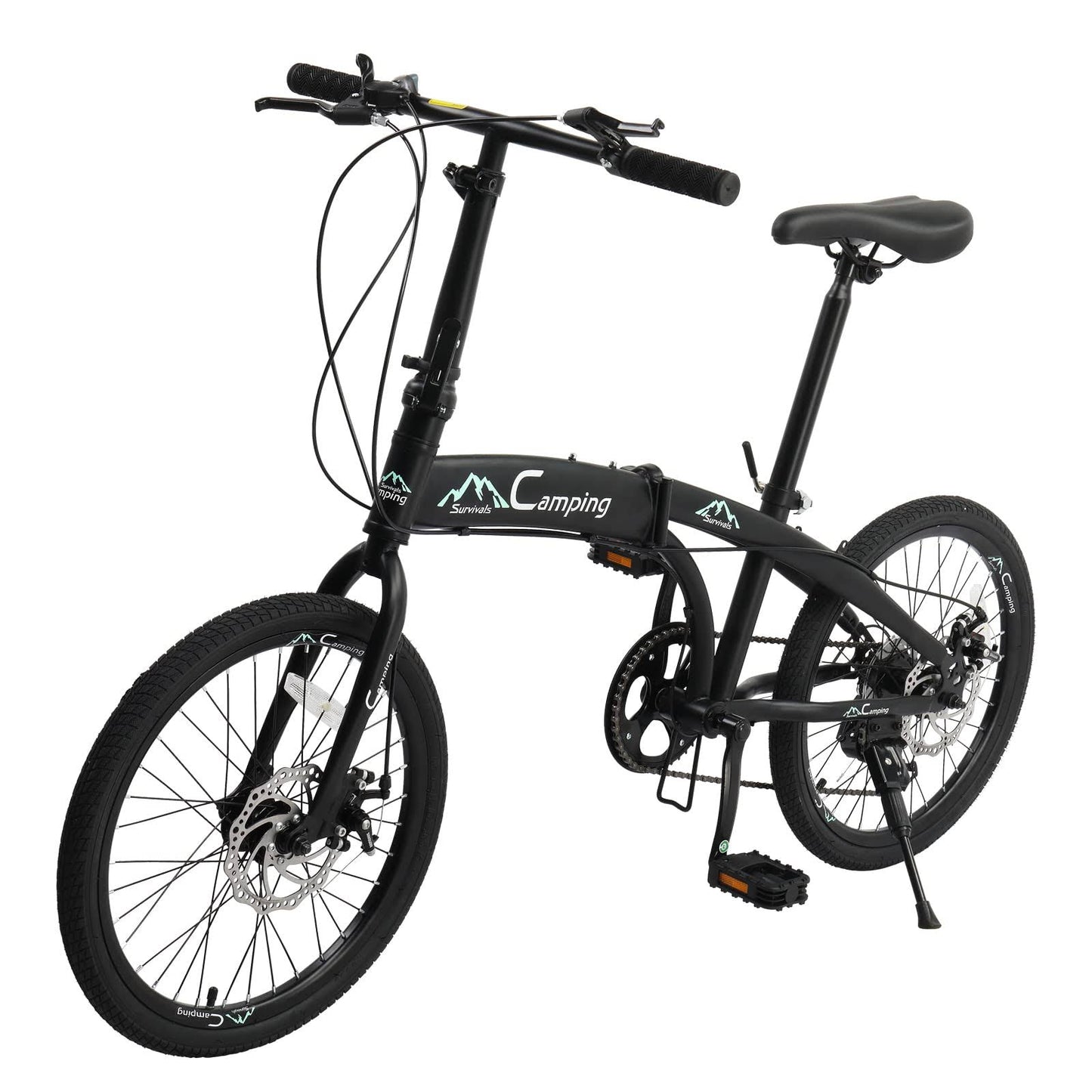 20 In Folding Bike Adult Bike, 7-Speed Folding Bicycle With 100% Assembled, Double Shock Effect, Powerful Mechanical Dual Disc Brakes And