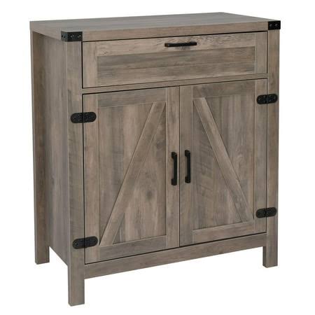 2 Door Modern Farmhouse Storage Cabinet, Wood Kitchen Buffet Sideboard With Drawer And Shelf