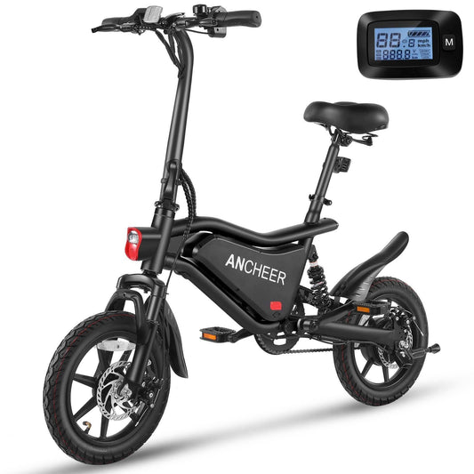 14 Folding Electric Bike, 500w Max Motor, 20mph Ebike, Triple Shock Absorber, 48v 374wh Battery, Up To 45 Miles, Brake Taillight, Cruise