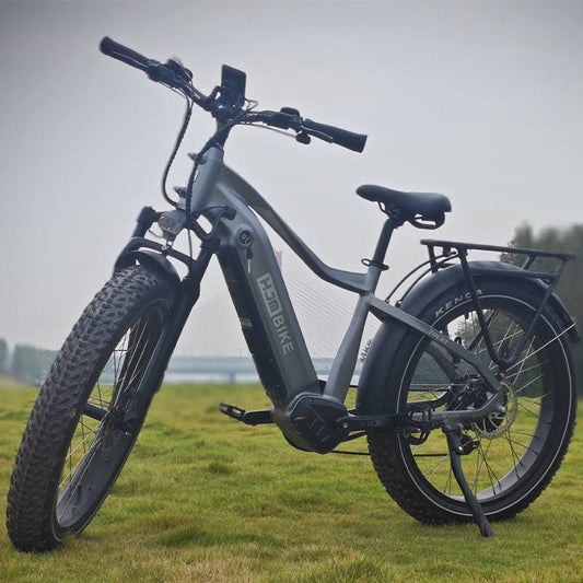 20a Fully Assembled Electric Bike All Terrain Off Road Mountain Mtb Fat Tire Long Range Battery Trial Adult Ebike 750w 26x4 Toury Gray