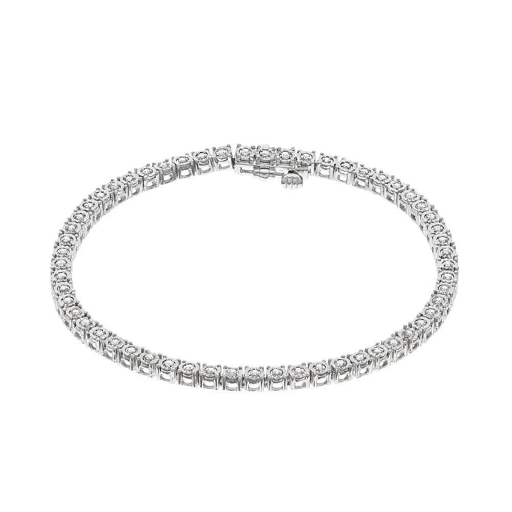 14k Gold Over Silver 1/2 Carat T.W. Diamond Tennis Bracelet Womens