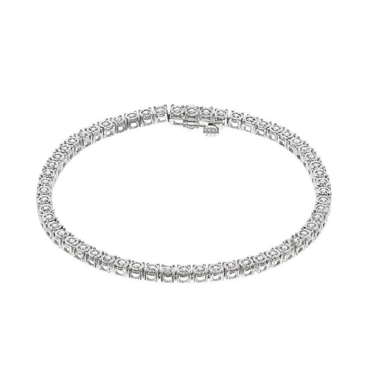 14k Gold Over Silver 1/2 Carat T.W. Diamond Tennis Bracelet Womens