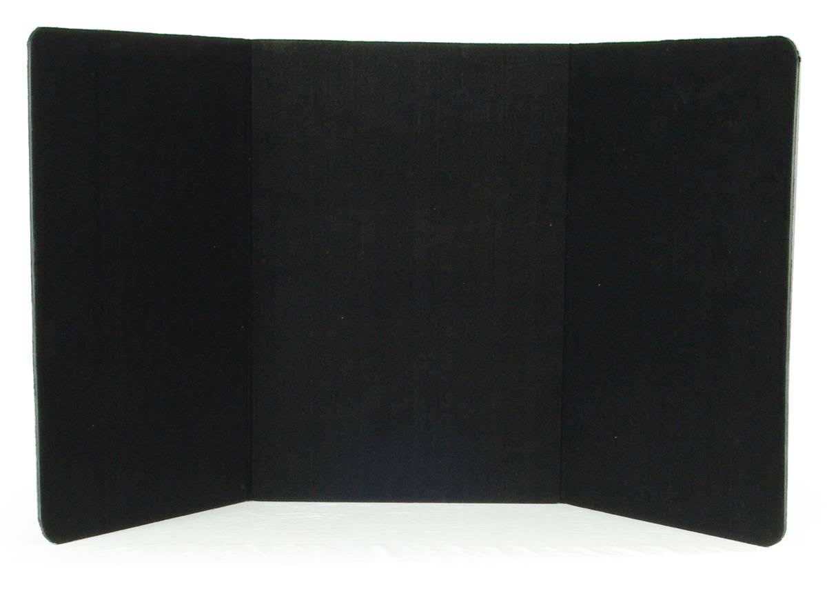 3-Panel Tabletop Display Presentation Board 72 X 36 No Plastic Edging - Hook Loop-Receptive Fabric Black