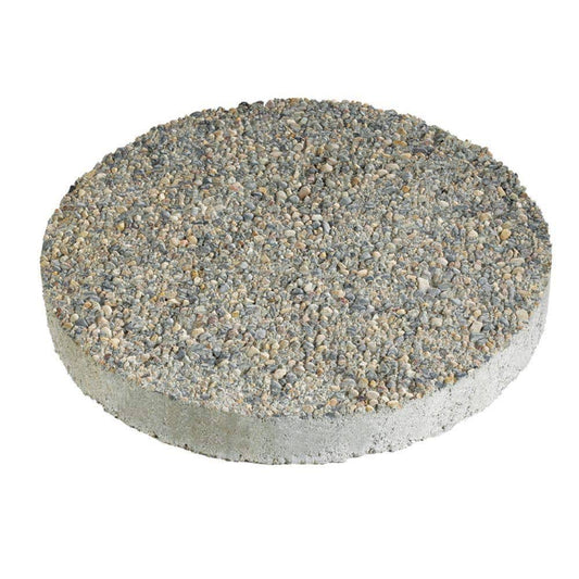 16 In. X 16 In. Round Exposed Aggregate Gray Concrete Step Stone