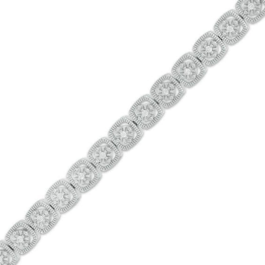 1/4 Ct. T.W. Diamond Cushion-Shaped Frame Line Bracelet In Sterling