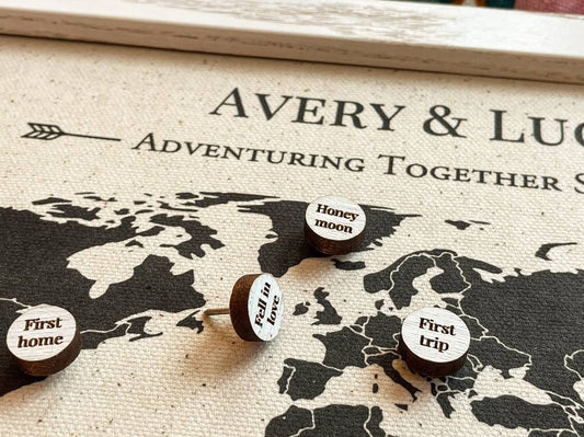 2nd Anniversary Gift Idea- Cotton Map With Custom Pins - 2 Year Anniversary Gift - Traditional Cotton Gifts