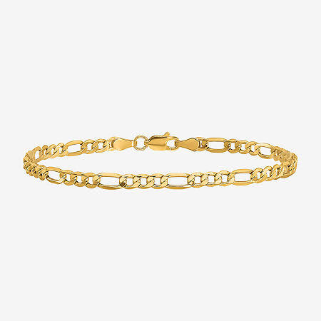 14k Gold 7 Inch Solid Figaro Chain Bracelet