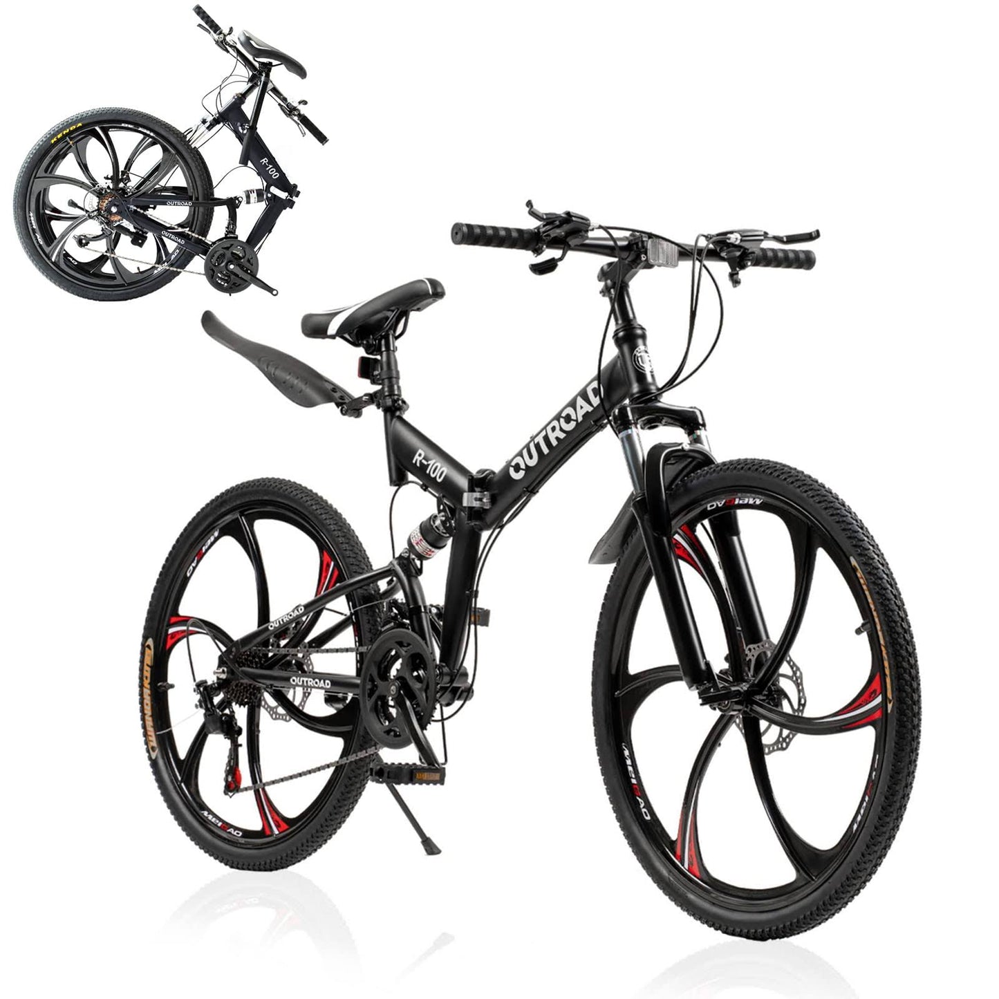 26 Inch Adult Folding Bikes/Mountain Bikes 21 Speeds Drivetrain Cycling Foldable Bicycles With Full Suspension