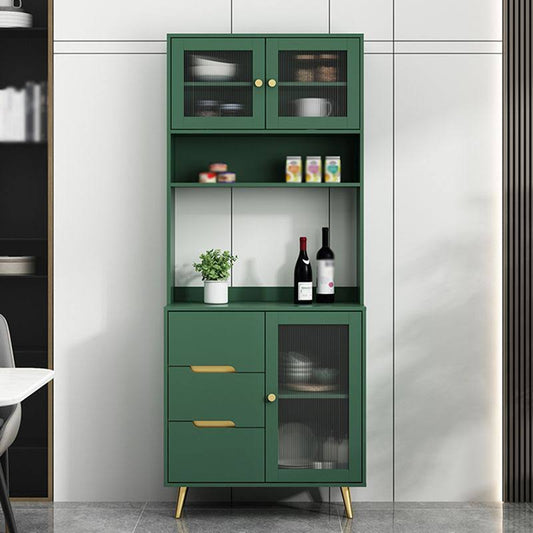 3 Drawer Sideboard Glam Style 78-Inch Height Cupboard For Living Room - Green 31l X 16w X 77h