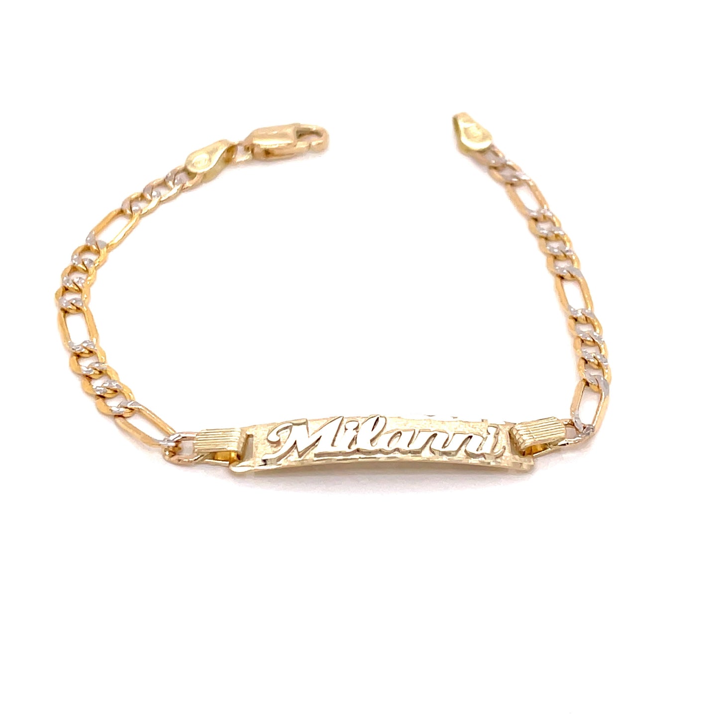 14k Kids Gold Id Bracelet With Gold Name Overlay