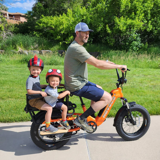 20 Fat Tire Electric Cargo Bike Hovcart Utility Family Ebike With Kid Seat