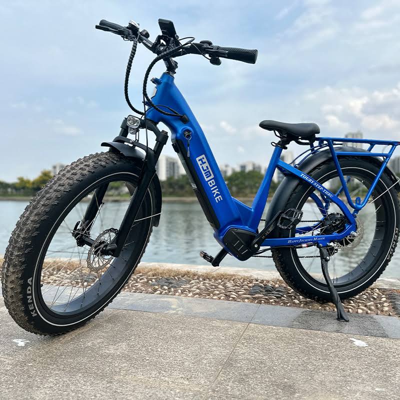 20a Fully Assembled Electric Bike All Terrain Off Road Mountain Mtb Fat Tire Step Through Long Range Battery Adult Ebike 750w 26x4 Toury Blue