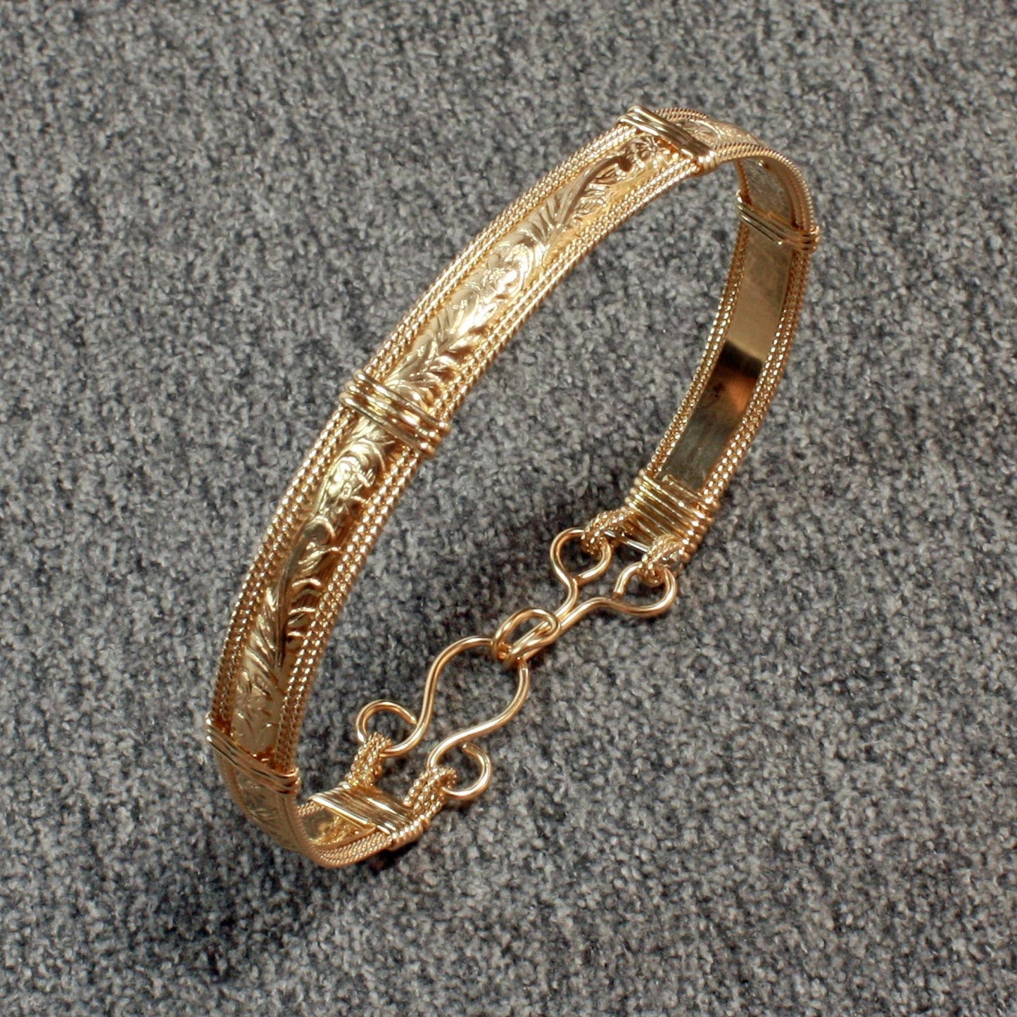 14k Gold Bracelet Women Handmade Gold Bangle Bracelet