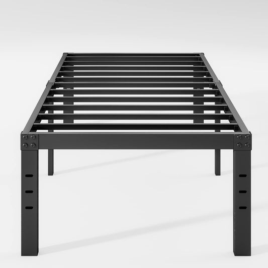 18 Inch Heavy Duty Twin Bed Frames No Box Spring Needed, Metal Platform Bed Frame Twin For Heavy People, Easy Assembly, Noise Free, Black