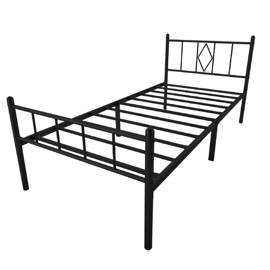 14in Twin Size Bed Frame With Headboard And Footboard, Heavy Duty Metal Platform Twin Bed Frame, No Box Spring Needed, Under Bed Storage