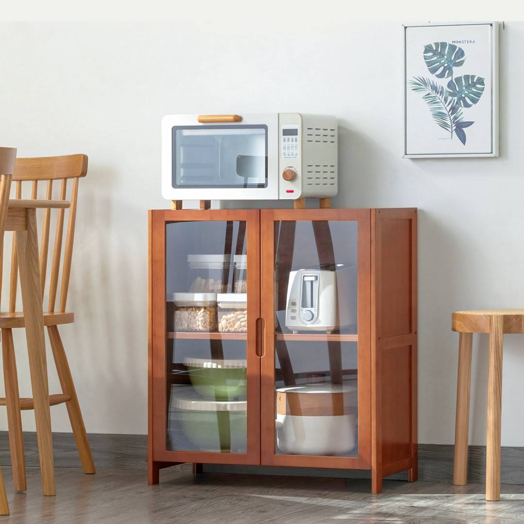 2 Tier Sideboard Cupboard With Transparent Doo For Kitchen