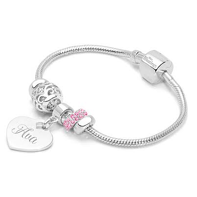 3 Charm Starter Set Baby/Childrens Engraved Charm Bracelet For Girls