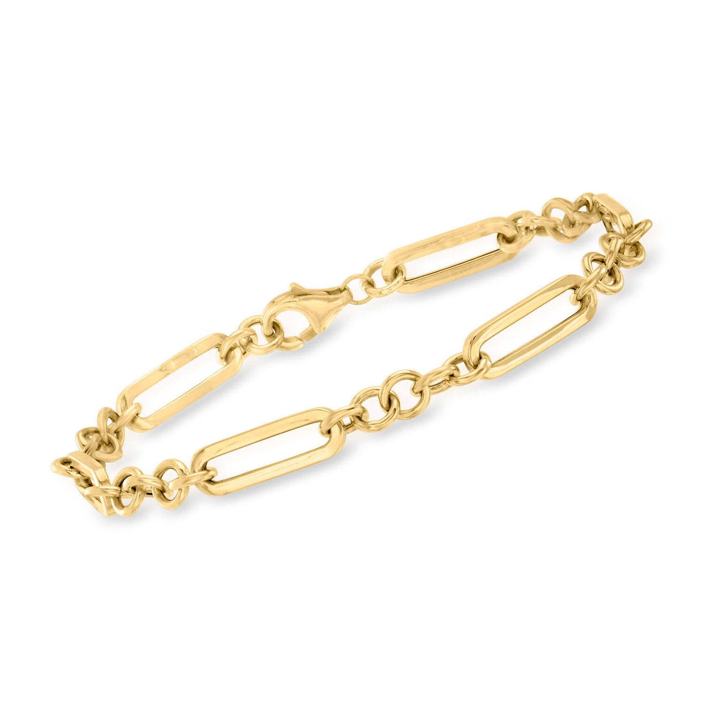 14kt Yellow Gold Paper Clip Link Bracelet Womens