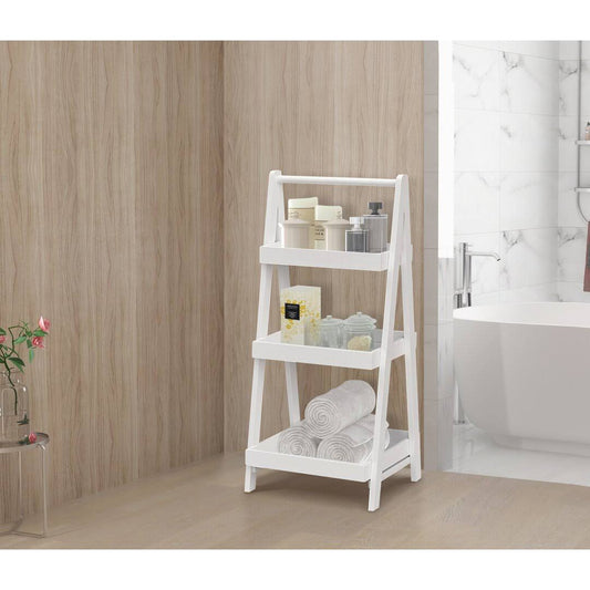 15 W X 33 H X 13.75 D Solid Wood Free-Standing Bathroom Shelves Dotted Line Finish